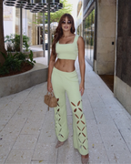 ZEVEN KNITTED RIBBED PANTS