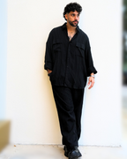 ZEVEN NOIR PLEATED SHIRT