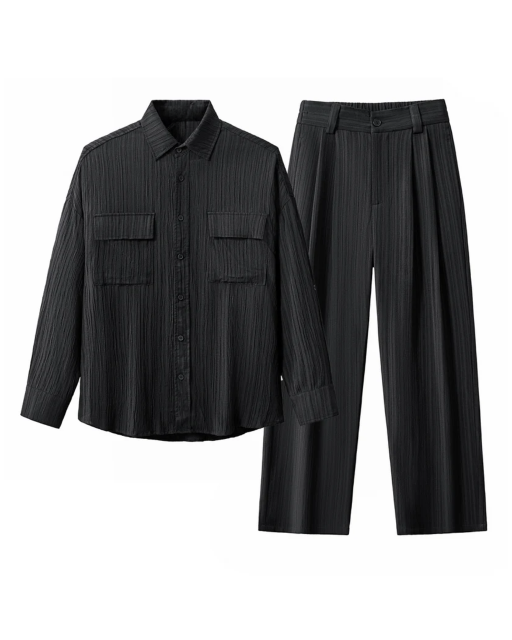 ZEVEN NOIR PLEATED SHIRT