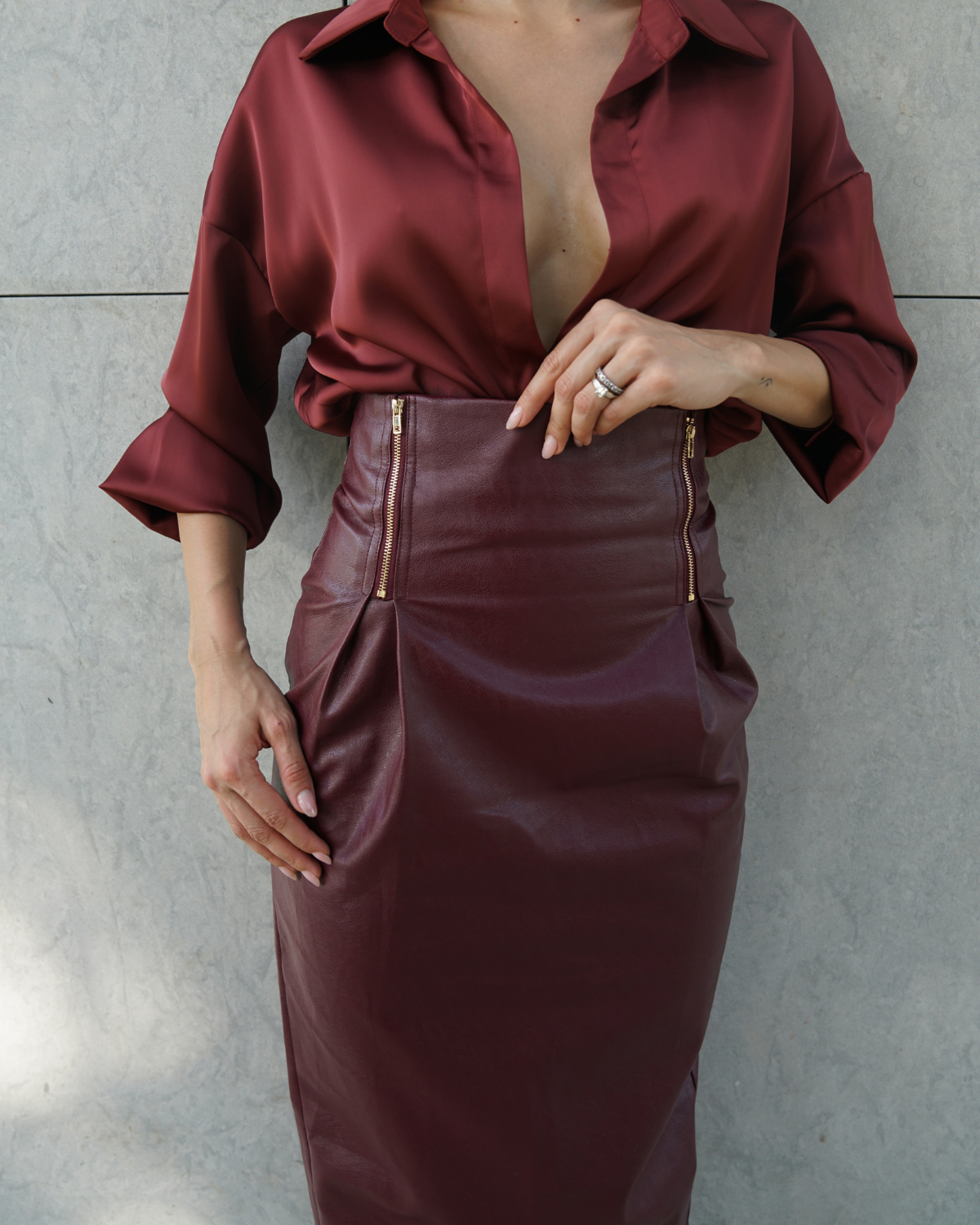 ZEVEN MIDI SKIRT WINE SHAPE